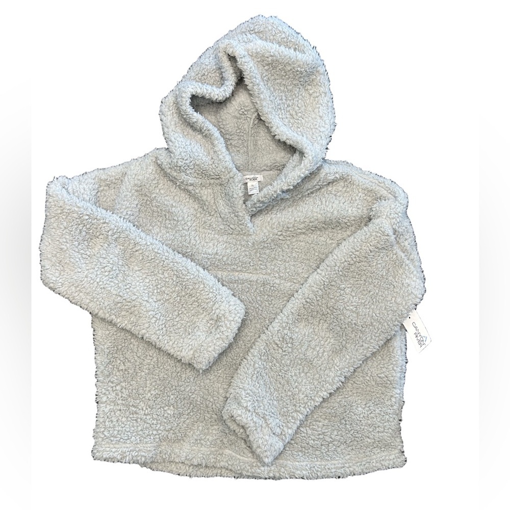 VTG Y2K Sears super soft warm cozy gray Sherpa pullover hoodie NWT XL deadstock